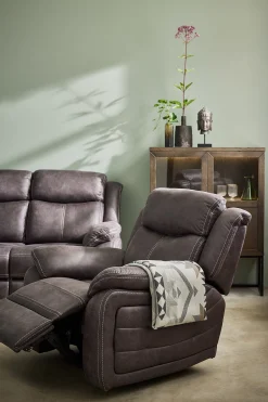 TELLY Fåtölj med elrecliner tyg brun
