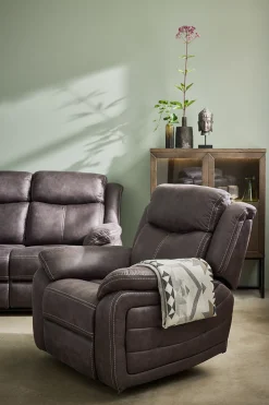 TELLY Fåtölj med elrecliner tyg brun