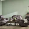 TELLY 3-sits soffa med 2 elrecliners & dropdownbord tyg brun