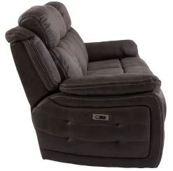 TELLY 3-sits soffa med 2 elrecliners & dropdownbord tyg brun