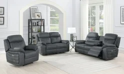 TELLY 3-sits soffa med 2 elrecliners & dropdownbord tyg grå