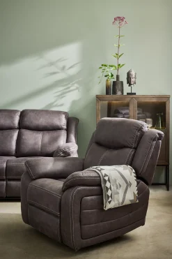 TELLY 2-sits soffa med 2 elrecliners tyg brun