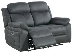 TELLY 2-sits soffa med 2 elrecliners tyg grå