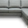 TRENTON Hörnsoffa A3D m divan + öppet avsl hö tyg Rocco grå 281/ek ben