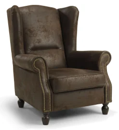 VINTAGE Fast fåtölj tyg Madagaskar darkbrown