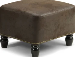 VINTAGE Fotpall tyg Madagaskar darkbrown