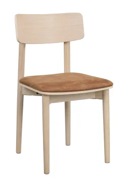 WOLCOTT Stol vitpigmenterad/brun